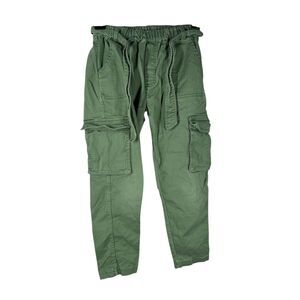 Mini Boden Girls Green Cargo Utility Jeans Sz 9y Belt Tapered Leg Elastic Waist